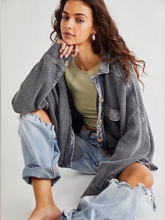 Free People Tops - Free People FP One Scout Jacket, washed black/gray XS